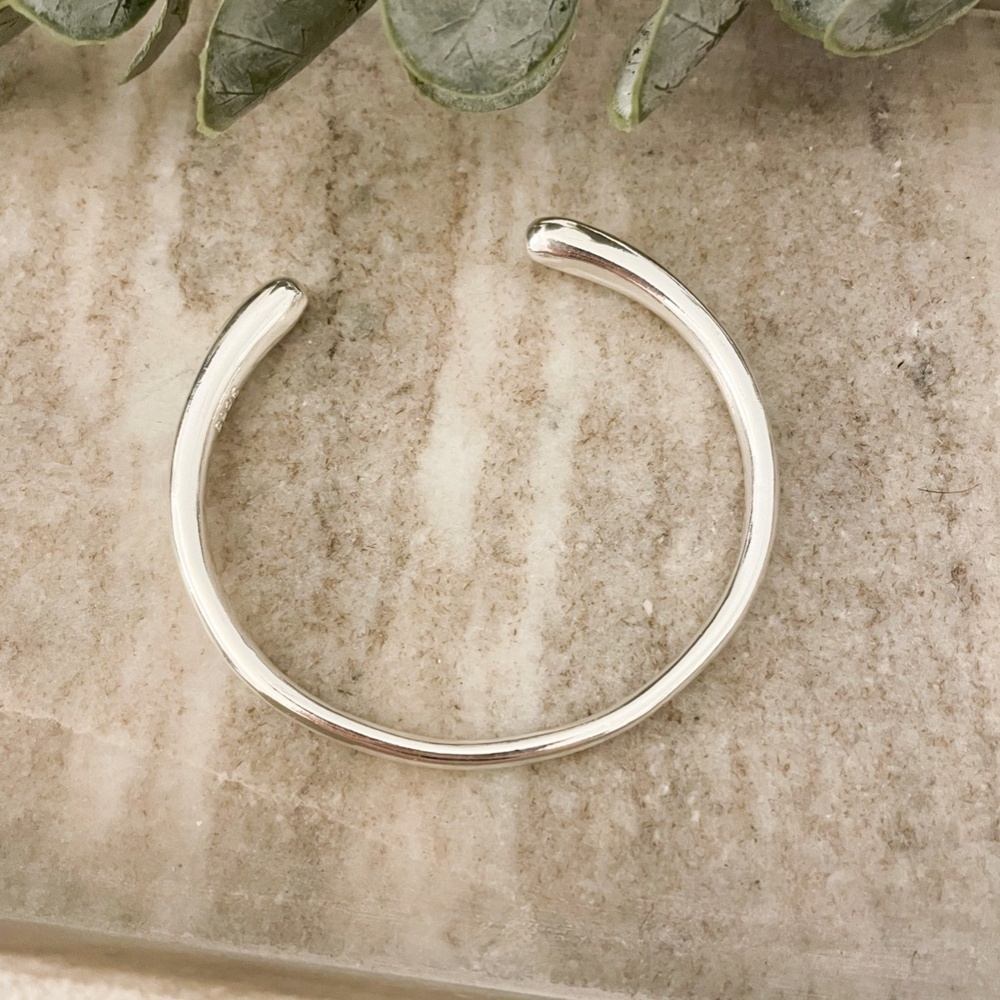925 Sterling Silver Chunky Bangle Bracelet Thick Cuff Bracelet - Picture 5 of 5